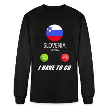 Slovenia is calling Is calling Flag Saying - Men's Long Sleeve T-Shirt - black - Front