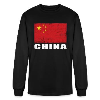 China Flag Grunge Country Flag China - Men's Long Sleeve T-Shirt - black - Front