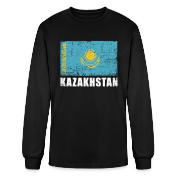 Kazakhstan Flag Grunge Country Flag Kazakhstan - Men's Long Sleeve T-Shirt - black - Front