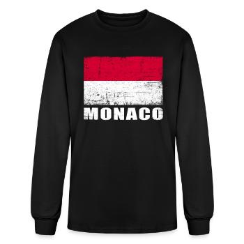 Monaco Flag Grunge Country Flag Monaco - Men's Long Sleeve T-Shirt - black - Front