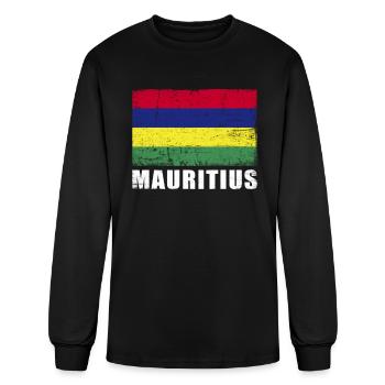 Mauritius Flag Grunge Country Flag Mauritius - Men's Long Sleeve T-Shirt - black - Front