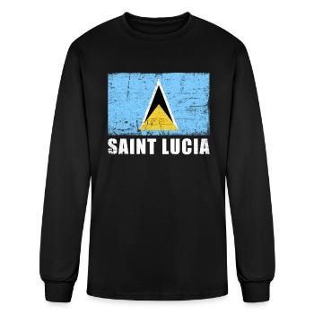 Saint Lucia Flag Grunge Country Flag Saint Lucia - Men's Long Sleeve T-Shirt - black - Front