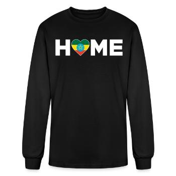 Ethiopia Home Country Ethiopian Flag Heart - Men's Long Sleeve T-Shirt - black - Front