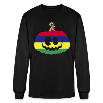 Mauritius Halloween Pumpkin - Men's Long Sleeve T-Shirt - black - Front