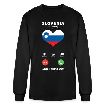 Slovenia is calling Slovenia Heart Flag Souvenir - Men's Long Sleeve T-Shirt - black - Front