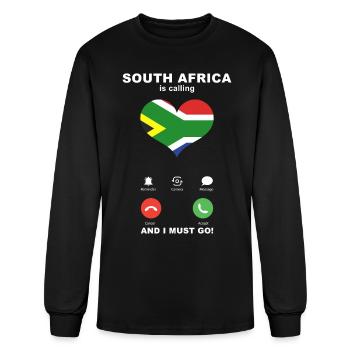 South Africa is calling South Africa Heart Flag - Men's Long Sleeve T-Shirt - black - Front