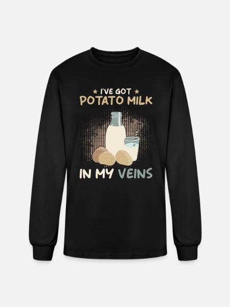 Potato Milk Saying - Men's Long Sleeve T-Shirt - black