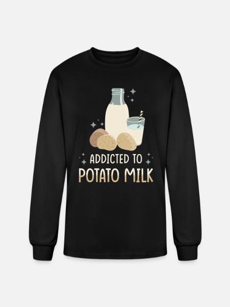 Potato Milk Saying - Men's Long Sleeve T-Shirt - black