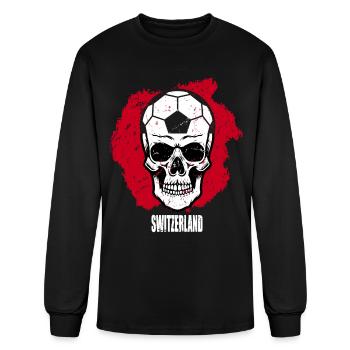 Suisse Skull Flag Soccer - T-shirt à manches longues Homme - noir - Devant