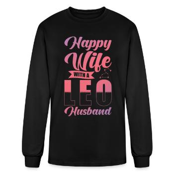 Leo Zodiac Happy Wife with a Leo Husband - Men's Long Sleeve T-Shirt - black - Front