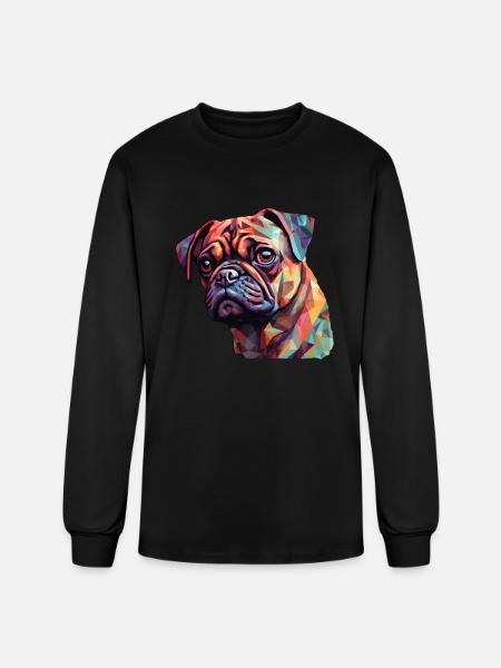 Pug Polygon - Men's Long Sleeve T-Shirt - black