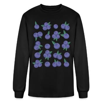 Blueberry Berry Fruit Pattern - Men's Long Sleeve T-Shirt - black - Front
