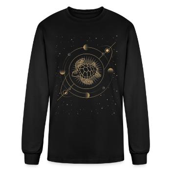 Celestial Turtle Amidst Golden Orbits - Men's Long Sleeve T-Shirt - black - Front
