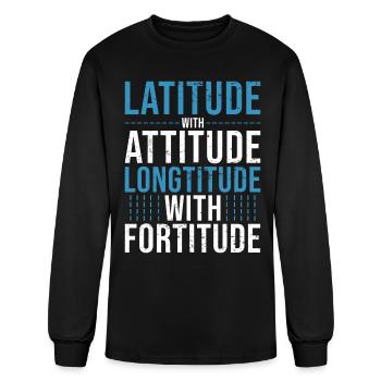 Geography Teacher Gift Idea Latitude Attitude - Men's Long Sleeve T-Shirt - black - Front
