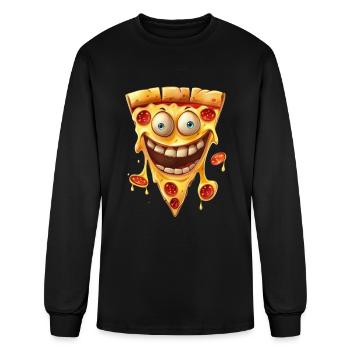 Happy Pepperoni Pizza Slice - Men's Long Sleeve T-Shirt - black - Front