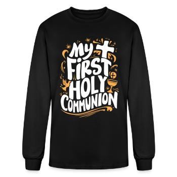 My First Holy Communion Celebration Keepsake - Men's Long Sleeve T-Shirt - black - Front