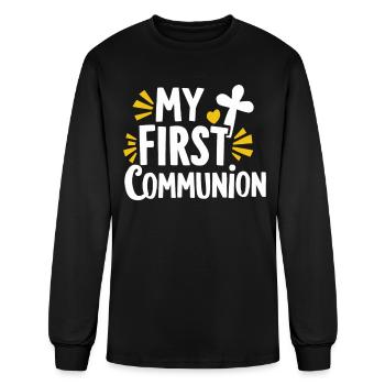 My First Communion Celebration Keepsake - Men's Long Sleeve T-Shirt - black - Front