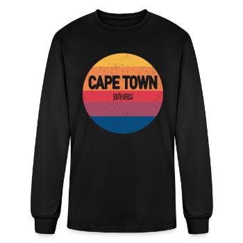 Cape Town South Africa Retro Sunset Souvenir - Men's Long Sleeve T-Shirt - black - Front