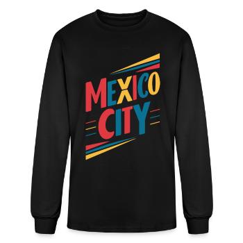 Mexico City Souvenir Bold Retro Style - Men's Long Sleeve T-Shirt - black - Front