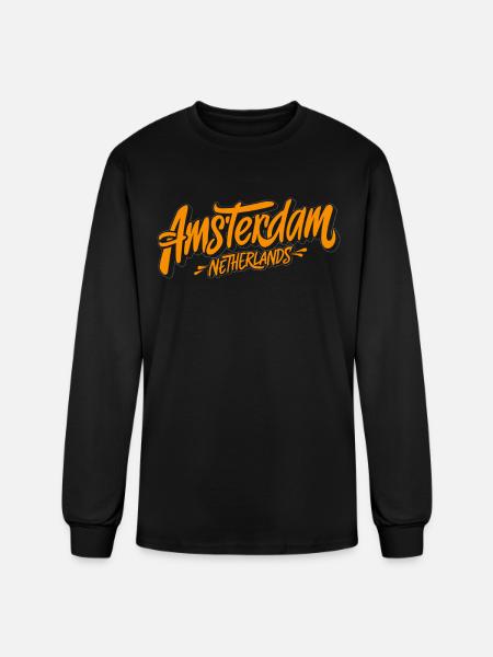 Amsterdam Netherlands Souvenir Charm - Men's Long Sleeve T-Shirt - black