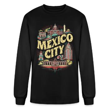 Mexico City Souvenir Scenic Landmarks - Men's Long Sleeve T-Shirt - black - Front