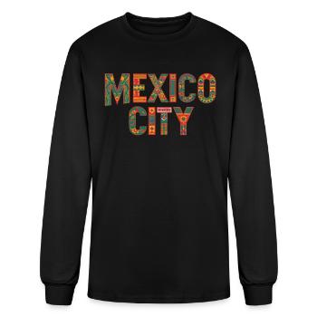 Mexico City Souvenir Vibrant Art - Men's Long Sleeve T-Shirt - black - Front