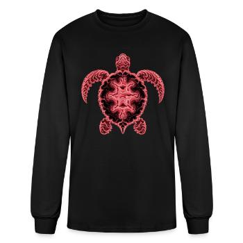 Fractal Sea Turtle: Intricate Marine Art For Ocean - Men's Long Sleeve T-Shirt - black - Front