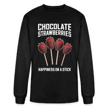 Chocolate Strawberries Happiness On A Stick - Men's Long Sleeve T-Shirt - black - Front
