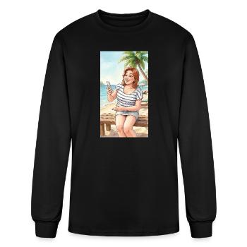 Beach Selfie Moment - Men's Long Sleeve T-Shirt - black - Front