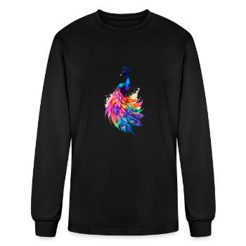 Colorful and gorgeous peacock - Men's Long Sleeve T-Shirt - black - Front