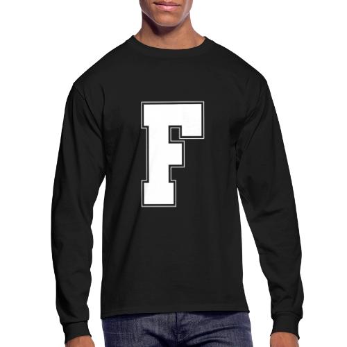 White Letter F – Varsity Alphabet Monogram - Men's Long Sleeve T-Shirt