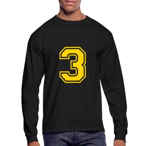 Number 3 in a classic athletic collegiate font - Men's Long Sleeve T-Shirt