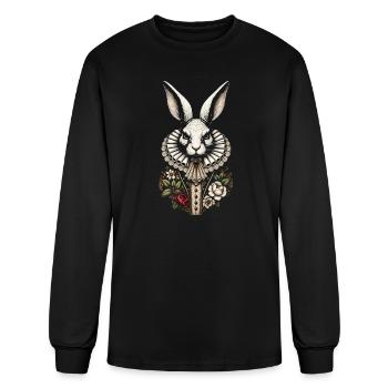 Vintage Victorian White Rabbit Gothic Art - Men's Long Sleeve T-Shirt - black - Front