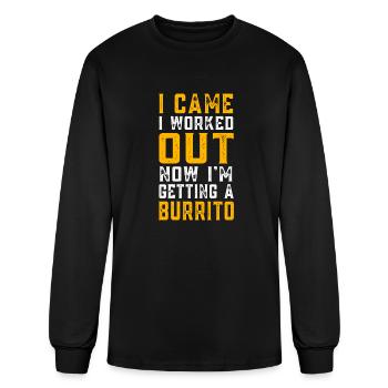 Funny Work Out And Getting Burritos - Men's Long Sleeve T-Shirt - black - Front