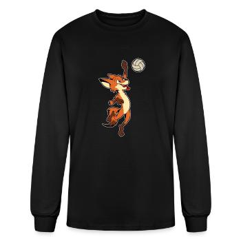 Comic Fox Plays Volleyball - Men's Long Sleeve T-Shirt - black - Front