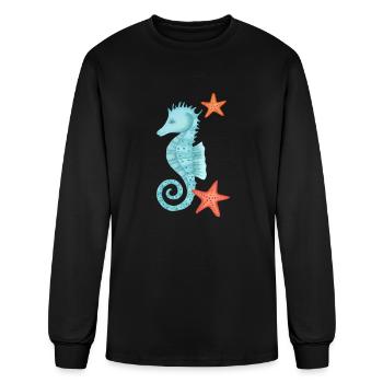 Sea Horse And Sea Stars - Men's Long Sleeve T-Shirt - black - Front
