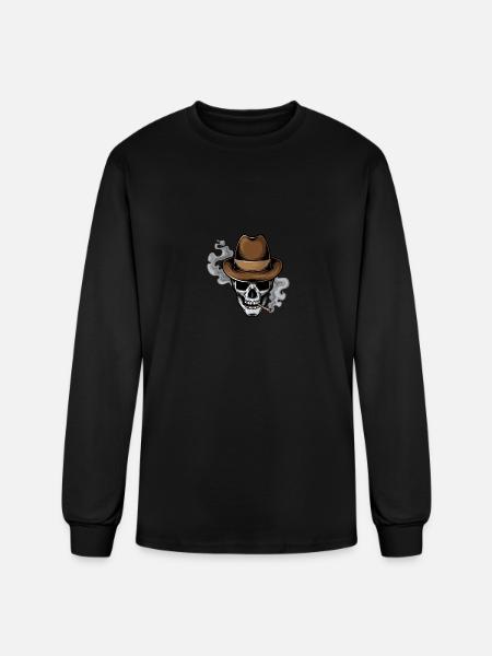 skull smoke - Men's Long Sleeve T-Shirt - black