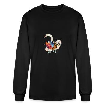 Swan and Butterflies Caretaker Gift - Men's Long Sleeve T-Shirt - black - Front