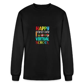 Premier jour de la maternelle virtuelle - T-shirt à manches longues Homme - noir - Devant