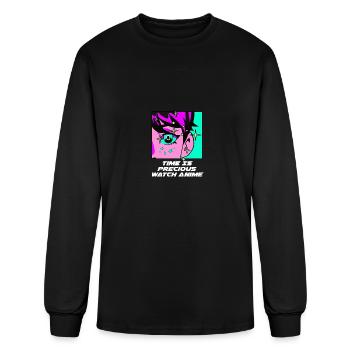 Time Is Precious Watch Anime Kawaii Japanese Cute - Men's Long Sleeve T-Shirt - black - Front