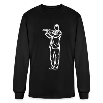 Flute Guy Drawing - Men's Long Sleeve T-Shirt - black - Front