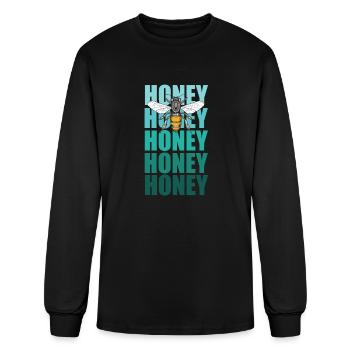 Honey Bee And Turquoise Lettering - Men's Long Sleeve T-Shirt - black - Front