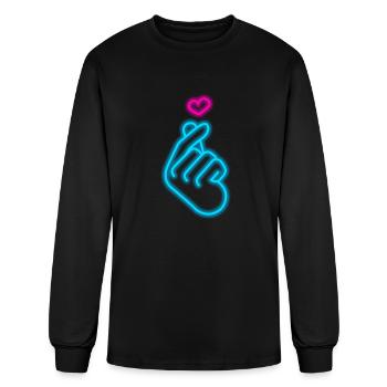 K Pop Hand Symbol Finger Heart Korean Pop Music - Men's Long Sleeve T-Shirt - black - Front