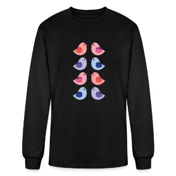Cute Small Colorful Birds - Men's Long Sleeve T-Shirt - black - Front