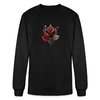 Red rose - Men's Long Sleeve T-Shirt - black - Front