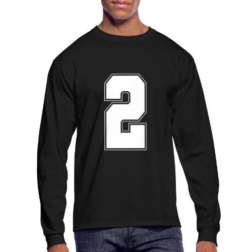 White Number 2 – Varsity Font - Men's Long Sleeve T-Shirt