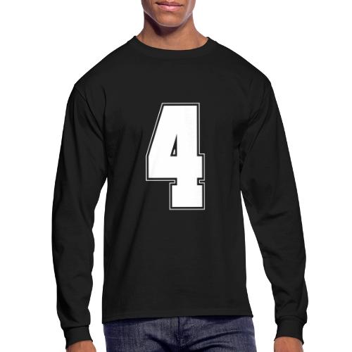 White Number 4 – Varsity Font - Men's Long Sleeve T-Shirt