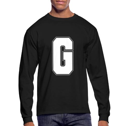 White Letter G – Varsity Alphabet Monogram - Men's Long Sleeve T-Shirt