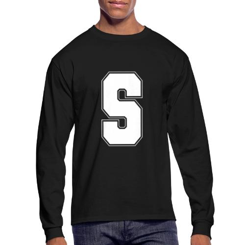 White Letter S – Varsity Alphabet Monogram - Men's Long Sleeve T-Shirt