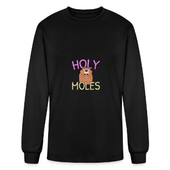 Holey Moles Animal Pun Mole Lover Mole Whisperer - Men's Long Sleeve T-Shirt - black - Front